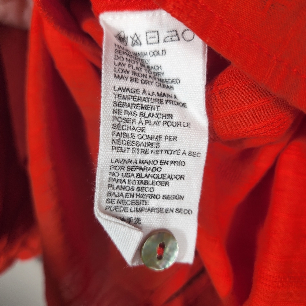 Cleobella Rylan Blouse Bright Cherry Color Drawstring Neckline Shell Button xs - Picture 11 of 11